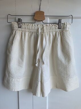 COS Waffle Lightweight Cream High-Waist Seersucker Pull-On Shorts Size XS